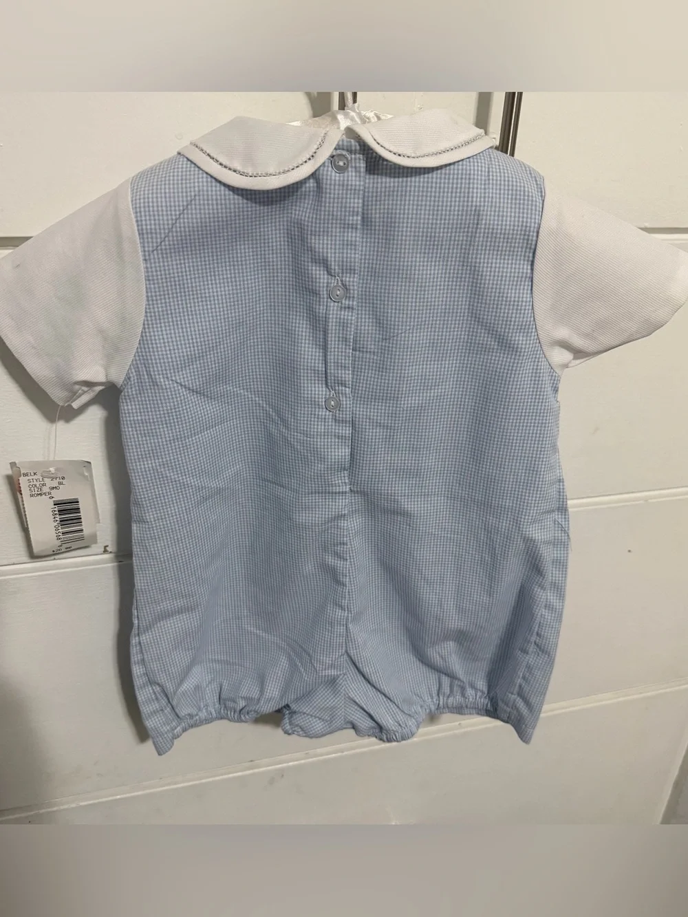 NWT 9 month Petit Ami Blue Gingham Romper